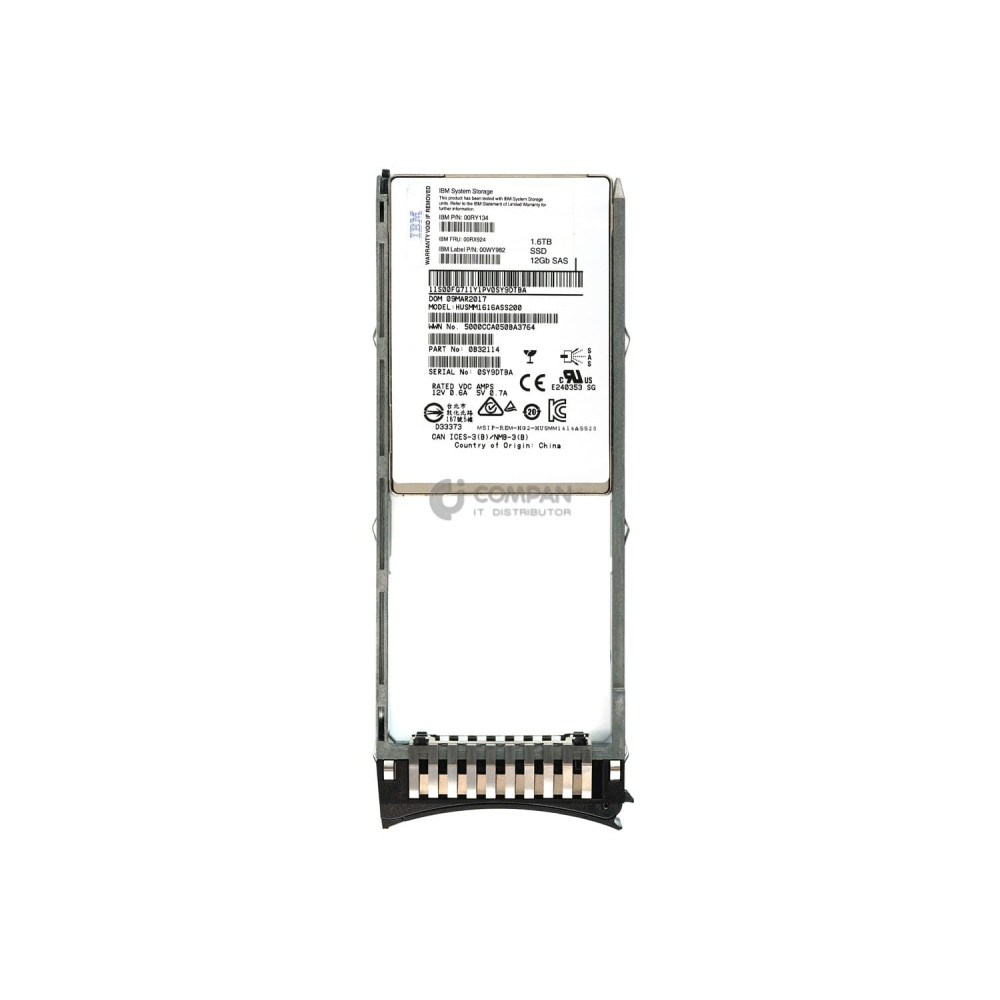 00RX924 IBM SSD 1.6TB SAS 12G 2.5" SFF HOT-SWAP IBM STORWIZE V5000 G1